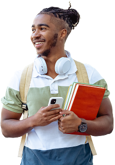 Smiling student with books